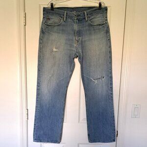 POLO R. LAUREN Men's Classic 867 Distressed Cotton Jeans Vintage 35x30